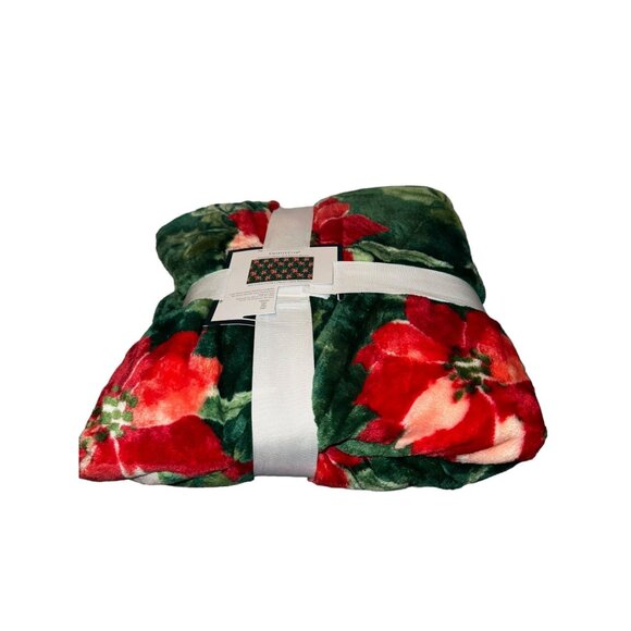 Charter Club Cozy Plush Throw Poinsettia Pattern 50” x 70” - Picture 5 of 5